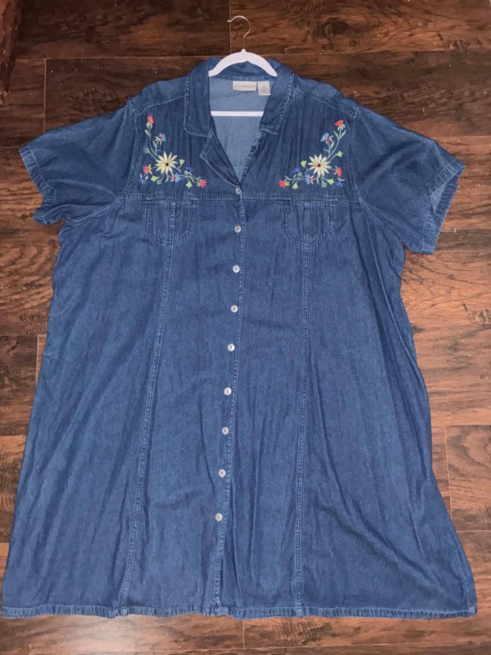 Vintage Plus Size Embroidered Denim Dress